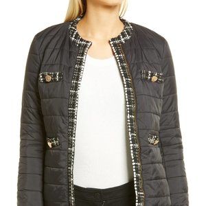 Anne klein tweed trim online puffer jacket